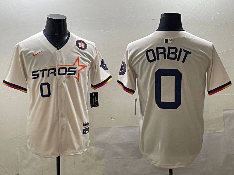 Men Houston Astros #0 Orbit Cream Three generations Joint Name 2025 Nike MLB Jersey style 3